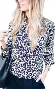 img 4 attached to Chic & Comfortable: ECOWISH'S V-Neck Leopard Tunic - Long Sleeve Button-Down Exclusively For Women