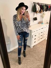 img 2 attached to Chic & Comfortable: ECOWISH'S V-Neck Leopard Tunic - Long Sleeve Button-Down Exclusively For Women