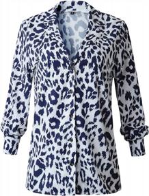 img 1 attached to Chic & Comfortable: ECOWISH'S V-Neck Leopard Tunic - Long Sleeve Button-Down Exclusively For Women