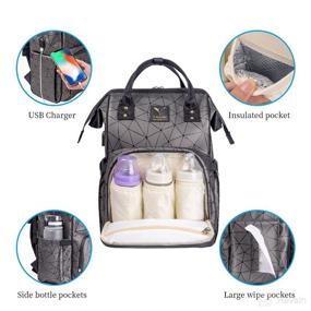 img 1 attached to 🎒 Y YOLITEE Diaper Bag Backpack: Stylish Leather Organizer for Moms - Dark Gray