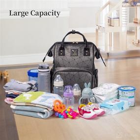 img 2 attached to 🎒 Y YOLITEE Diaper Bag Backpack: Stylish Leather Organizer for Moms - Dark Gray