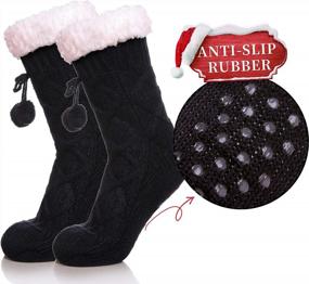 img 3 attached to Warm And Cozy Womens Fleece-Lined Slipper Socks With Non-Slip Grippers For Winter Home Use
