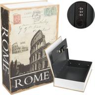 metal lock box combination safe with secret hidden compartment - 9.5" x 6.2" x 2.2", kyodoled diversion book safe for money, collection items - rome design logo