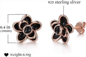 img 1 attached to 925 Sterling Silver Inlay Black Rose Gold Plated Flower Stud Earrings For Women