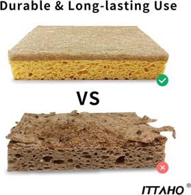 img 1 attached to ITTAHO 12 Pack Natural Dish Sponge - Eco-Friendly Scrub Sponge - Compostable Coconut & 🌿 Cellulose Cleaning Scrubber - Non-Scratch Kitchen Sponge for Pot, Pan, Bathroom, Flatware, Sink - Brown and Yellow