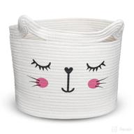 🐱 bigepige cat toy decorative basket - cute nursery decor cotton rope storage basket for laundry, cat gifts, kids blankets, toys, and stuffed animal storage bin (15.7 x 11.8 x 13”) логотип