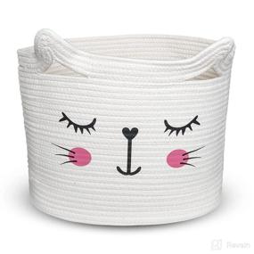 img 4 attached to 🐱 Bigepige Cat Toy Decorative Basket - Cute Nursery Decor Cotton Rope Storage Basket for Laundry, Cat Gifts, Kids Blankets, Toys, and Stuffed Animal Storage Bin (15.7 x 11.8 x 13”)