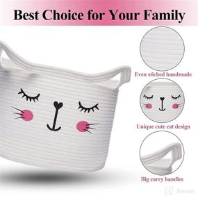 img 1 attached to 🐱 Bigepige Cat Toy Decorative Basket - Cute Nursery Decor Cotton Rope Storage Basket for Laundry, Cat Gifts, Kids Blankets, Toys, and Stuffed Animal Storage Bin (15.7 x 11.8 x 13”)