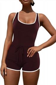 img 4 attached to Selowin Women'S Sleeveless Bodycon Romper With Racerback Tank Top And Shorts