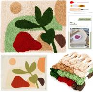 pllieay punch needle rug kit, square punch needle carpet with wood embroidery frame, include instructions, monks cloth with plants pattern, yarns, embroidery tools for adults beginners logo