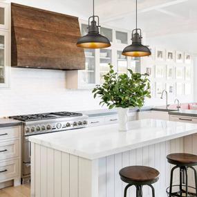 img 1 attached to Rustic Elegance: Embrace Farmhouse Style With The Emliviar Metal Dome Pendant Light In Oil Rubbed Bronze For Kitchen And Dining Room