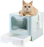 foldable jumbo top entry covered litter box with lid - naivees large cat litter box logo