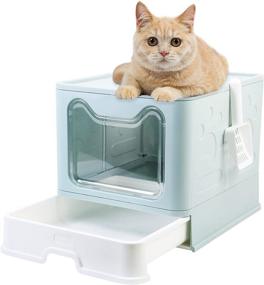 img 4 attached to Foldable Jumbo Top Entry Covered Litter Box with Lid - Naivees Large Cat Litter Box