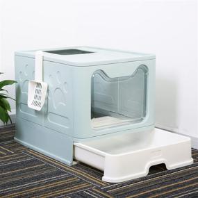 img 3 attached to Foldable Jumbo Top Entry Covered Litter Box with Lid - Naivees Large Cat Litter Box