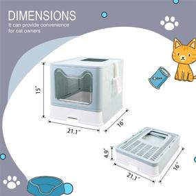 img 2 attached to Foldable Jumbo Top Entry Covered Litter Box with Lid - Naivees Large Cat Litter Box