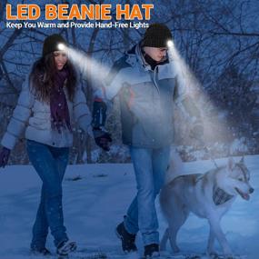 img 2 attached to LED Beanie Hat With Light - Stocking Stuffers For Men Gifts Unisex Winter Knit Headlamp Cap Lighted Headlight Hats By GREENEVER