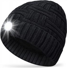 img 4 attached to LED Beanie Hat With Light - Stocking Stuffers For Men Gifts Unisex Winter Knit Headlamp Cap Lighted Headlight Hats By GREENEVER