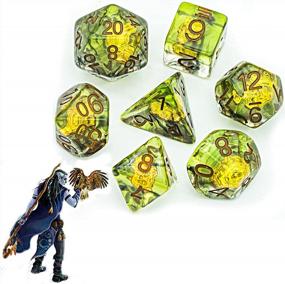img 4 attached to UDIXI 7PCS Polyhedral Dice Set, 7-Die DND Dice Set Filled With Wolf Head For Role Playing Games As Dungeons And Dragons RPG MTG Table Games，D&D (Druid)