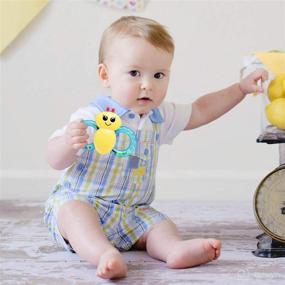img 3 attached to 👶 Introducing the infunbebe Baby Rattles Teether Toy Set – Perfect for 3+ Months Infants! Explore Grabbing, Shaking, and Spinning with this 6 Piece Shaking Bell Rattle Set