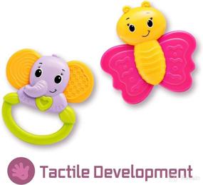 img 1 attached to 👶 Introducing the infunbebe Baby Rattles Teether Toy Set – Perfect for 3+ Months Infants! Explore Grabbing, Shaking, and Spinning with this 6 Piece Shaking Bell Rattle Set