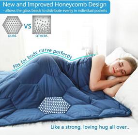 img 2 attached to YEMYHOM Утяжеленное одеяло из 100% хлопка для взрослых, тяжелое одеяло для отличного сна (60 "X80 " 20 фунтов, синее)