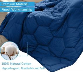 img 1 attached to YEMYHOM Утяжеленное одеяло из 100% хлопка для взрослых, тяжелое одеяло для отличного сна (60 "X80 " 20 фунтов, синее)