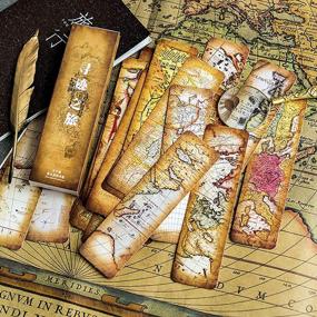 img 3 attached to Vintage Map Paper Bookmarks Set - 30PCS Boxed Retro Tracing Tour Bookmarks For Book Lovers