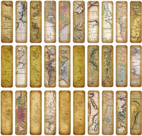 img 4 attached to Vintage Map Paper Bookmarks Set - 30PCS Boxed Retro Tracing Tour Bookmarks For Book Lovers