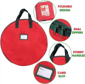 img 2 attached to Organize Your Holiday Decor With Primode'S 24" Christmas Wreath Storage Bag - Durable 600D Oxford Polyester With Handles In Festive Red