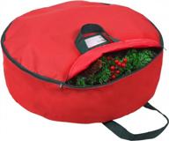 организуйте свой праздничный декор с 24-дюймовой сумкой для хранения рождественских венков primode - прочный полиэстер оксфорд 600d с ручками праздничного красного цвета логотип