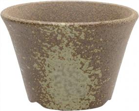 img 4 attached to Wazakura Banko Series Small Handmade Rounded Ceramic Bonsai Pot With Drainage Hole 4.3 In (110Mm) Made In Japan, Flower Succulent Houseplant Planter - Brown & White Gold