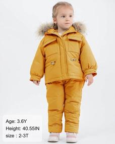 img 2 attached to WESIDOM Kids Snowsuit Set - Toddler Winter Outfit, Hooded Artificial Fur Down Jacket Coat & Ski Bib Pants (Boys Girls)
