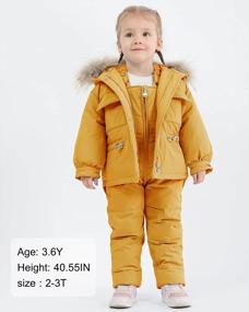 img 3 attached to WESIDOM Kids Snowsuit Set - Toddler Winter Outfit, Hooded Artificial Fur Down Jacket Coat & Ski Bib Pants (Boys Girls)