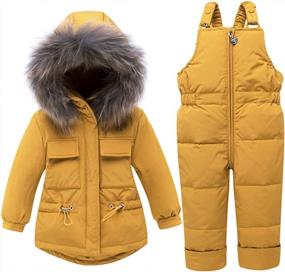 img 4 attached to WESIDOM Kids Snowsuit Set - Toddler Winter Outfit, Hooded Artificial Fur Down Jacket Coat & Ski Bib Pants (Boys Girls)