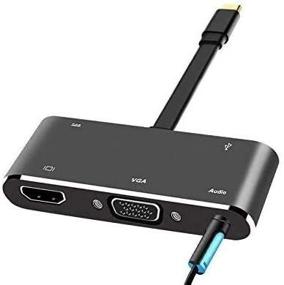 img 1 attached to CableDeconn USB-C Type-C To HDMI 4K VGA USB3.0 PD Audio 3.5Mm Docking Hub Adapter (Black)