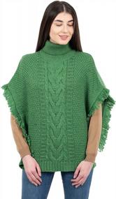 img 2 attached to Women'S Irish Merino Wool Poncho With Aran Cowl Neck Cape | SAOL