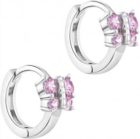 img 3 attached to 🦋 Pretty Pink Butterfly Earrings for Girls - Sterling Silver Hoop Earrings with 12mm Pink Cubic Zirconia