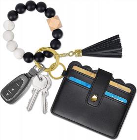 img 4 attached to Silicone Beaded Key Ring Bracelet Wallet For Women - Takyu Wristlet Keychain