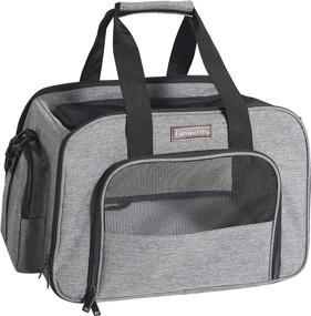 img 4 attached to Optimized Small Cat Carrier – Airline Approved, Soft Sided Pet Carrier for Kitten and Puppy Travel – TSA Bag for Airplane, Car, Train & Vet Visits (Grey, 16 x 11 x 12 in)