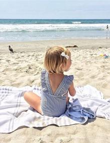 img 2 attached to Stylish Baby Girl Bikini Striped Beach Swimsuit + Headband Set - Perfect For Summer Bathing!