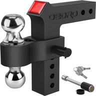 🚚 oedro adjustable trailer hitch: 8 inch drop ball mount for 2.5 inch receiver - premium forged aluminum towing hitch - includes 2&quot; &amp; 2-5/16&quot; tow balls, double pin key locks - supports 14,500lbs. logo