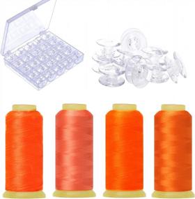 img 4 attached to Orange Polyester Embroidery Machine Thread 4000Y (3600M) With 25 Pcs Plastic Bobbins Large Spool For Brother Singer Janome All Sewing Machines - Windman 4 Spools