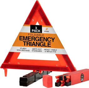 img 3 attached to 🚗 Xpose Safety Reflective Emergency Triangles 3 Pack - Roadside Car Safety and Warning Tool+ DOT Approved Triangle Reflectors - Enhance Road Visibility and Safety