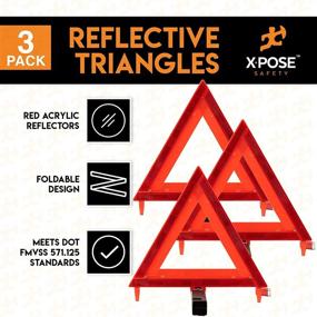 img 1 attached to 🚗 Xpose Safety Reflective Emergency Triangles 3 Pack - Roadside Car Safety and Warning Tool+ DOT Approved Triangle Reflectors - Enhance Road Visibility and Safety