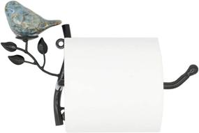 img 2 attached to Black Wall-Mounted Metal Toilet Paper Holder With Ceramic Bird And Roll Organizer For Bathroom By OwlGift
