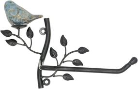 img 1 attached to Black Wall-Mounted Metal Toilet Paper Holder With Ceramic Bird And Roll Organizer For Bathroom By OwlGift
