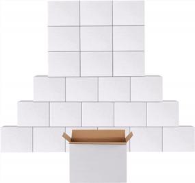 img 4 attached to Упаковка из 25 картонных коробок из гофрированного картона Calenzana белого цвета, 12X9X4 дюймов для эффективной отправки, упаковки и хранения