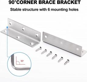 img 2 attached to L Bracket Corner Brace, YUMORE 4'' X 1'' Stainless Steel Right Angle Bracket, 90 Degree Bracket Fastener For Wood Shelf, Furniture, Cabinet, 4 Pack