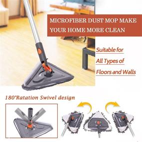 img 2 attached to 🧹 Versatile Wall Mop and Cleaner with Long Handle - Ideal for Ceiling, Baseboard, Window, and Floor Cleaning with Extension Pole, 6 Replacement Pads, and Window Squeegee
