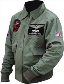 img 1 attached to Mens Tom Cruise USAAF G1 Aviator Pilot Removable Fur Collar Bomber Leather Jacket Black/Brown/Olive - Real Leather/Faux Leather/Cotton